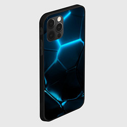 Чехол для iPhone 12 Pro Max Неоновые холодные голубые плиты в разломе, цвет: 3D-черный — фото 2