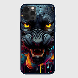 Чехол для iPhone 12 Pro Max Оскал свирепой пантеры - нейросеть, цвет: 3D-черный