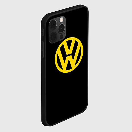 Чехол iPhone 12 Pro Max Volkswagen logo yellow / 3D-Черный – фото 2