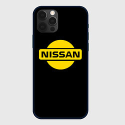 Чехол для iPhone 12 Pro Max Nissan yellow logo, цвет: 3D-черный