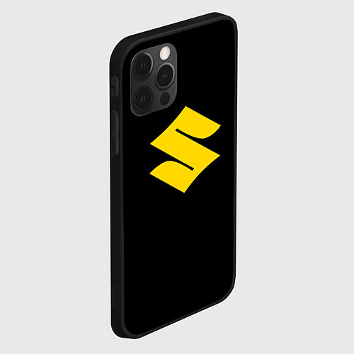 Чехол iPhone 12 Pro Max Suzuki logo yellow / 3D-Черный – фото 2