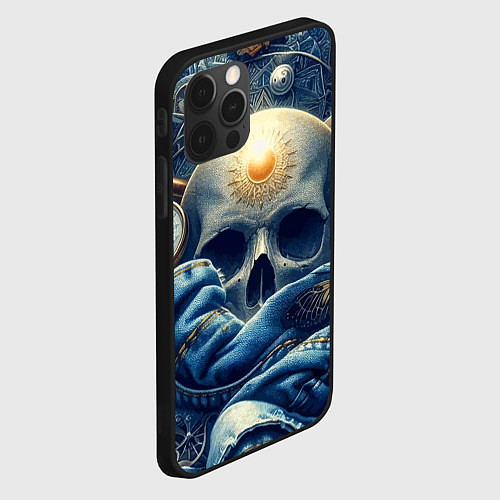 Чехол iPhone 12 Pro Max Авангардная композиция с черепом - нейросеть / 3D-Черный – фото 2