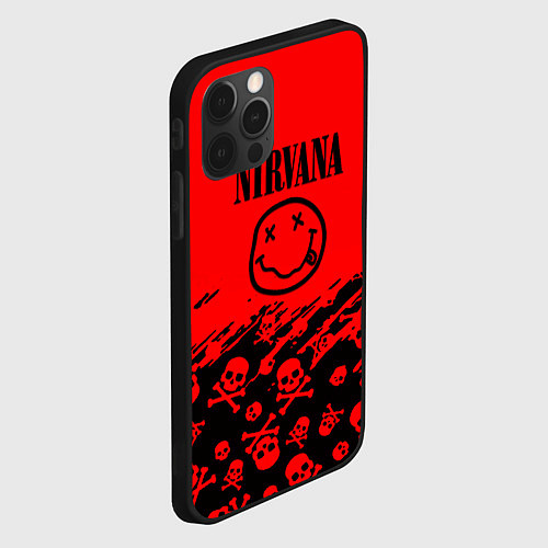 Чехол iPhone 12 Pro Max Nirvana rock skull / 3D-Черный – фото 2