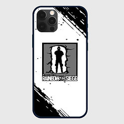Чехол для iPhone 12 Pro Max Rainbow six текстура лого шутер, цвет: 3D-черный