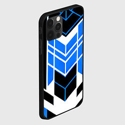 Чехол для iPhone 12 Pro Max Blue and black stripes on a white background, цвет: 3D-черный — фото 2