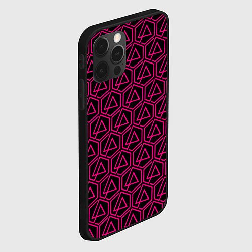 Чехол iPhone 12 Pro Max Linkin park pink logo / 3D-Черный – фото 2