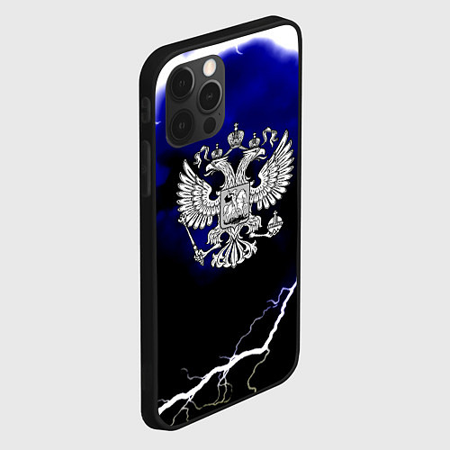 Чехол iPhone 12 Pro Max Россия шторм и молнии / 3D-Черный – фото 2