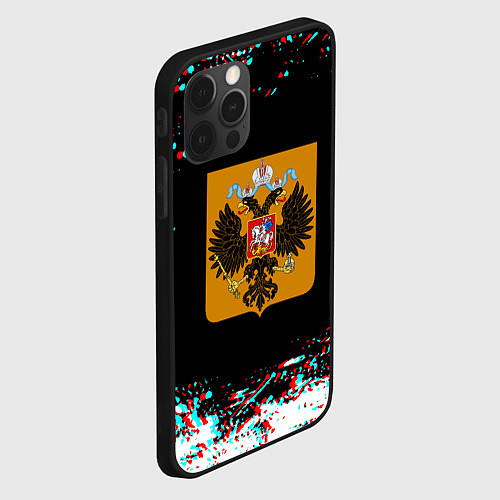 Чехол iPhone 12 Pro Max Российская империя герб глитч / 3D-Черный – фото 2