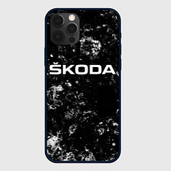 Чехол для iPhone 12 Pro Max Skoda black ice, цвет: 3D-черный
