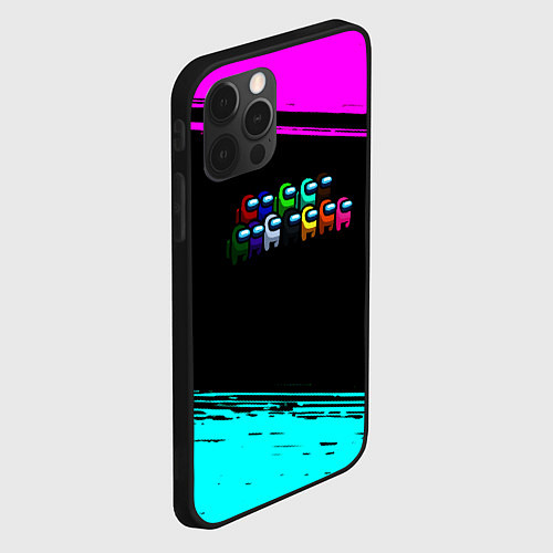 Чехол iPhone 12 Pro Max Among us neon colors / 3D-Черный – фото 2
