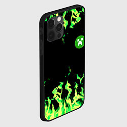 Чехол для iPhone 12 Pro Max Minecraft green flame, цвет: 3D-черный — фото 2