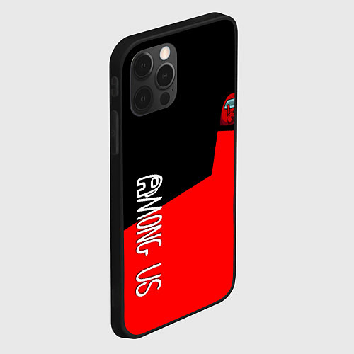 Чехол iPhone 12 Pro Max Амонг ас геометрия красный / 3D-Черный – фото 2