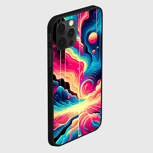 Чехол iPhone 12 Pro Max Neon space fantasy - ai art / 3D-Черный – фото 2