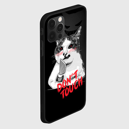 Чехол iPhone 12 Pro Max Сердитый кот с ножом / 3D-Черный – фото 2