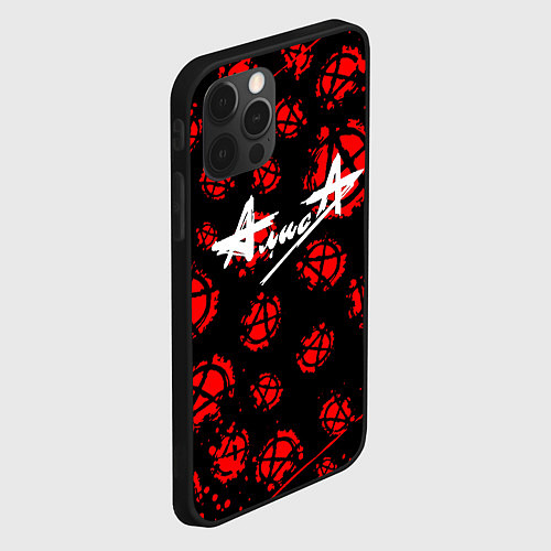 Чехол iPhone 12 Pro Max Алиса рок паттерн анархия / 3D-Черный – фото 2
