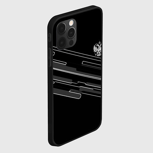 Чехол iPhone 12 Pro Max Герб РФ полосы геометрия / 3D-Черный – фото 2