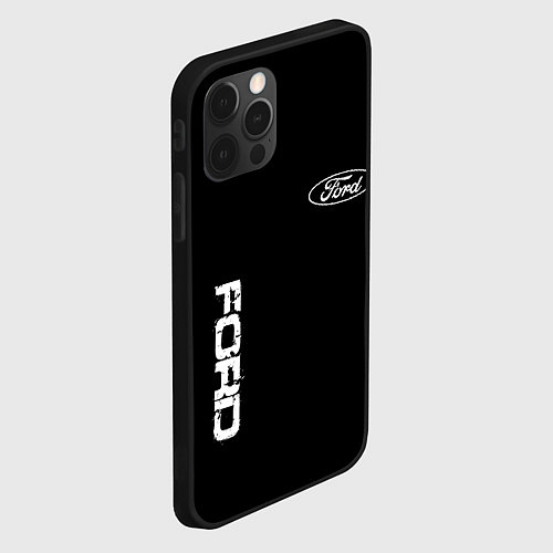 Чехол iPhone 12 Pro Max Ford logo white steel / 3D-Черный – фото 2