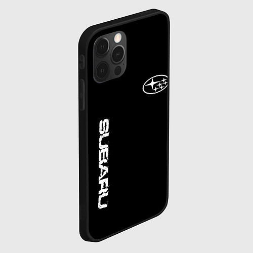 Чехол iPhone 12 Pro Max Subaru logo white / 3D-Черный – фото 2