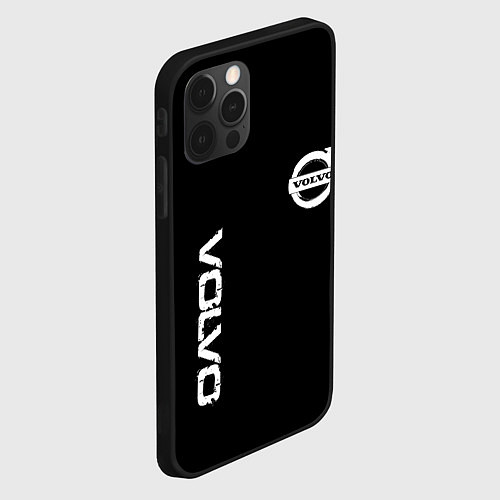 Чехол iPhone 12 Pro Max Volvo white logo auto steel / 3D-Черный – фото 2