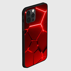 Чехол для iPhone 12 Pro Max Яркие красные неоновые плиты в разломе, цвет: 3D-черный — фото 2