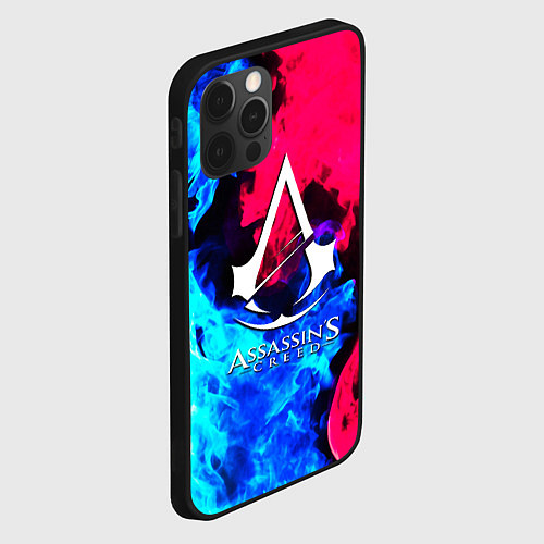 Чехол iPhone 12 Pro Max Assassins Creed fight fire / 3D-Черный – фото 2