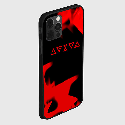 Чехол iPhone 12 Pro Max Ведьмак лого огонь / 3D-Черный – фото 2