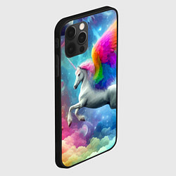 Чехол для iPhone 12 Pro Max Космический крылатый единорог - нейросеть, цвет: 3D-черный — фото 2