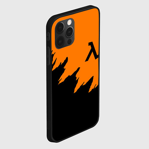 Чехол iPhone 12 Pro Max Half life чёрно оранжевый / 3D-Черный – фото 2