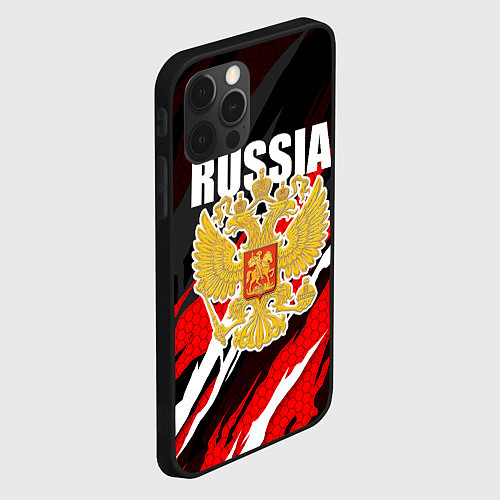 Чехол iPhone 12 Pro Max Бело-красные разрывы - Россия / 3D-Черный – фото 2