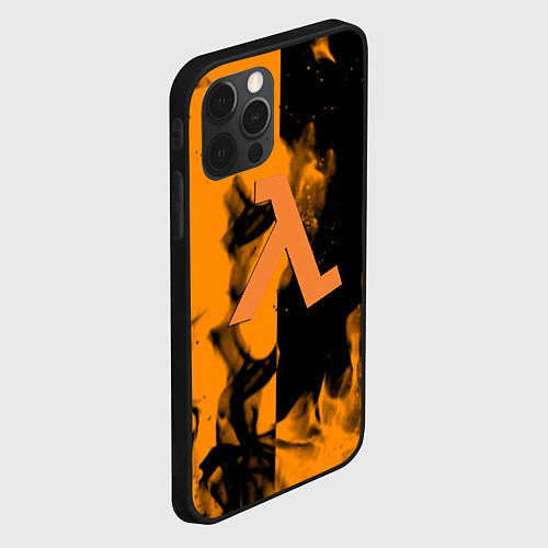 Чехол iPhone 12 Pro Max Half life fire orange / 3D-Черный – фото 2