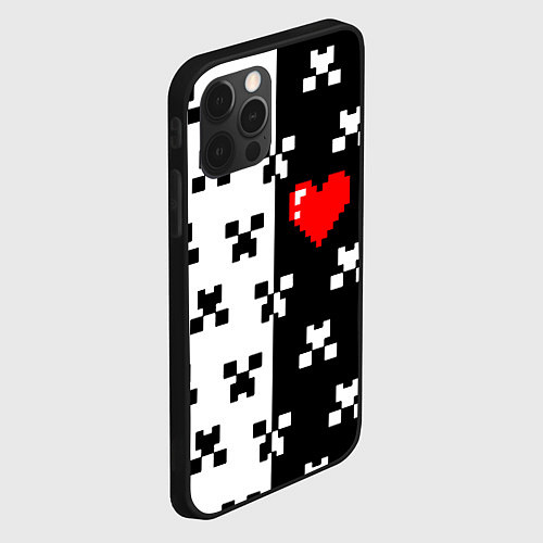 Чехол iPhone 12 Pro Max Minecraft pattern love / 3D-Черный – фото 2