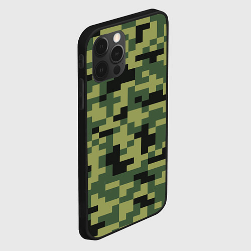 Чехол iPhone 12 Pro Max Камуфляжный стиль текстура пикселя / 3D-Черный – фото 2