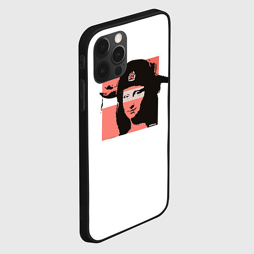 Чехол iPhone 12 Pro Max Banksy девушка в шапке / 3D-Черный – фото 2