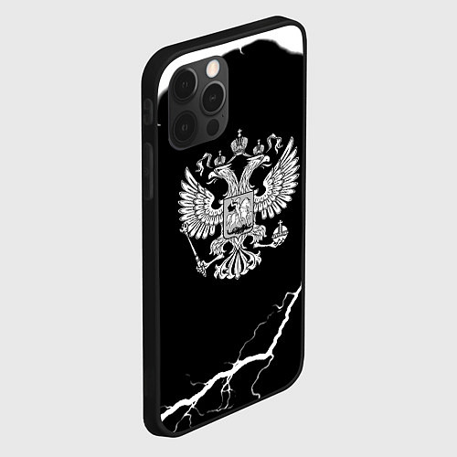 Чехол iPhone 12 Pro Max Герб РФ шторм / 3D-Черный – фото 2