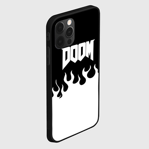 Чехол iPhone 12 Pro Max Doom fire white / 3D-Черный – фото 2