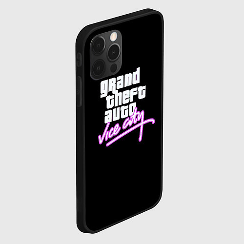 Чехол iPhone 12 Pro Max GTA vice city logo / 3D-Черный – фото 2