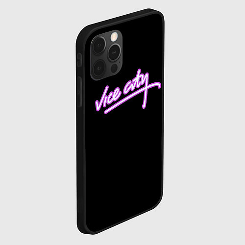 Чехол iPhone 12 Pro Max Vice city logo neon / 3D-Черный – фото 2