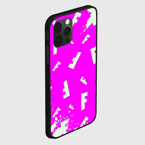 Чехол iPhone 12 Pro Max Fortnite pattern pink / 3D-Черный – фото 2