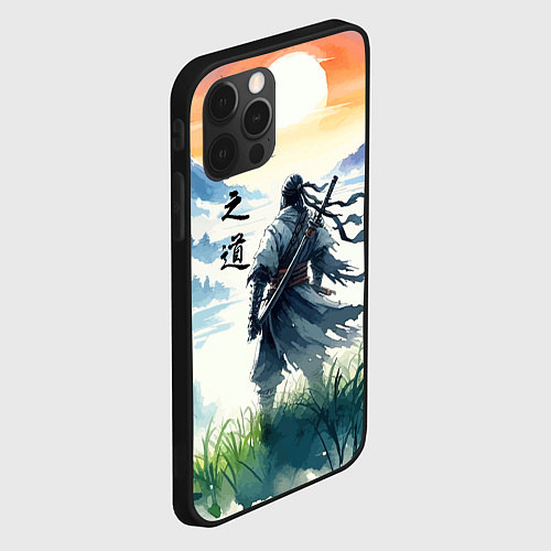 Чехол iPhone 12 Pro Max Ghost of Tsushima - samurai on the background of t / 3D-Черный – фото 2