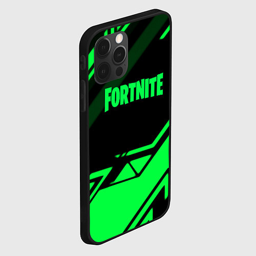 Чехол iPhone 12 Pro Max Fortnite geometry green / 3D-Черный – фото 2