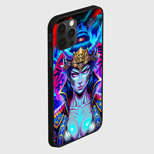 Чехол iPhone 12 Pro Max Суровая девушка самурай / 3D-Черный – фото 2