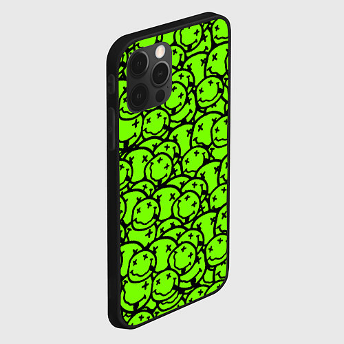 Чехол iPhone 12 Pro Max Nirvana green logo smile / 3D-Черный – фото 2