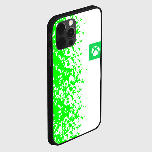 Чехол iPhone 12 Pro Max Xbox кислотные зеленые краски / 3D-Черный – фото 2