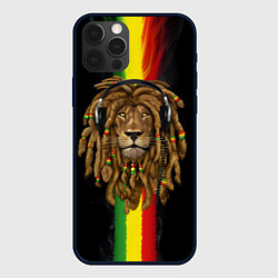 Чехол для iPhone 12 Pro Max Лев с дредами в наушниках, цвет: 3D-черный