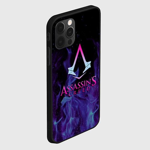 Чехол iPhone 12 Pro Max Assassins Creed flame / 3D-Черный – фото 2