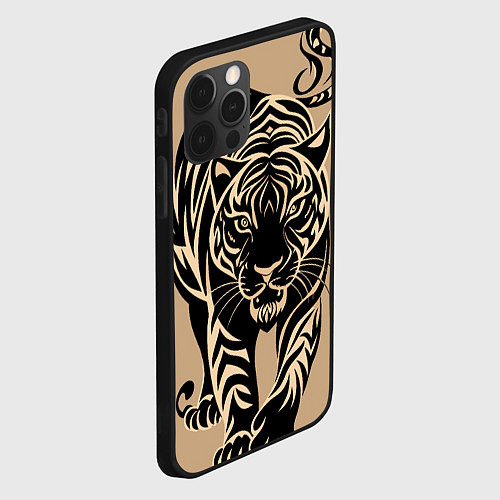 Чехол iPhone 12 Pro Max Татуировка с тигром / 3D-Черный – фото 2