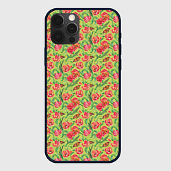Чехол для iPhone 12 Pro Max Тюльпаны и бабочки, цвет: 3D-черный