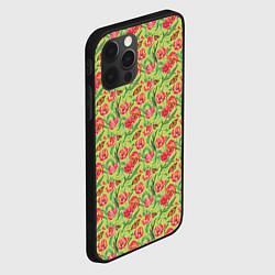 Чехол для iPhone 12 Pro Max Тюльпаны и бабочки, цвет: 3D-черный — фото 2
