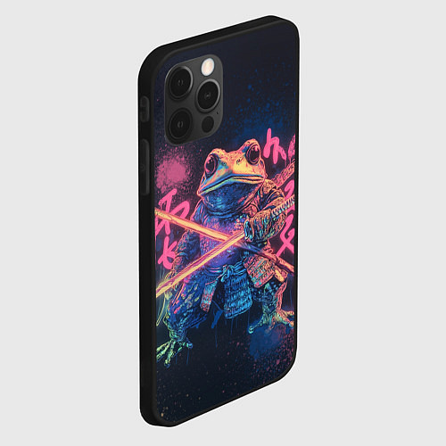 Чехол iPhone 12 Pro Max Самурай жаба - неоновое граффити крупно / 3D-Черный – фото 2