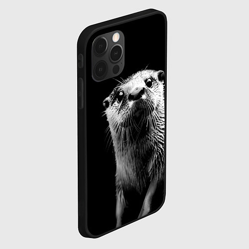 Чехол iPhone 12 Pro Max Выдра любопытная / 3D-Черный – фото 2